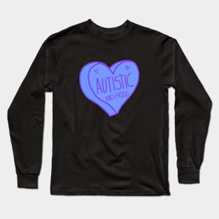 Autistic and Proud Purple Autism Heart Long Sleeve T-Shirt